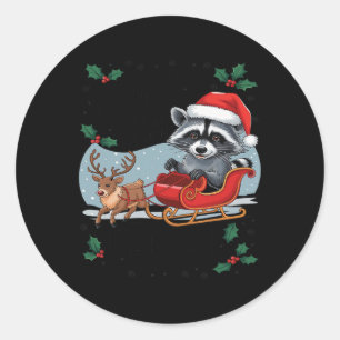 Sorry Kerstman, ik ben Feral Raccoon Xmas Lights R Ronde Sticker