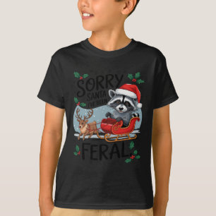 Sorry Kerstman, ik ben Feral Raccoon Xmas Lights R T-shirt
