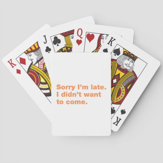 Sorry, laat, ik citeer, grappig, angstig, lui, int pokerkaarten (Achterkant)