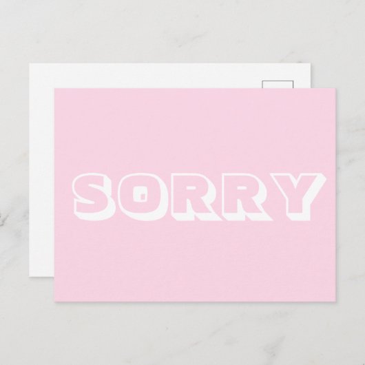 Sorry, lichtroze wit modern vet briefkaart (Voorkant / Achterkant)