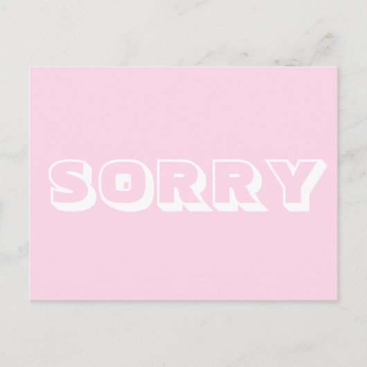 Sorry, lichtroze wit modern vet briefkaart (Voorkant)