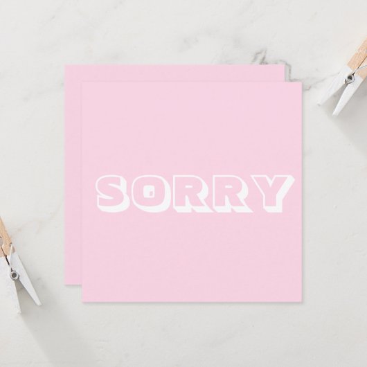 Sorry, lichtroze wit modern vet kaart (Voorkant / Achterkant in situ)