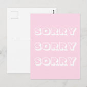 Sorry, lichtroze witte, moderne gedurfde excuses briefkaart (Voorkant / Achterkant)