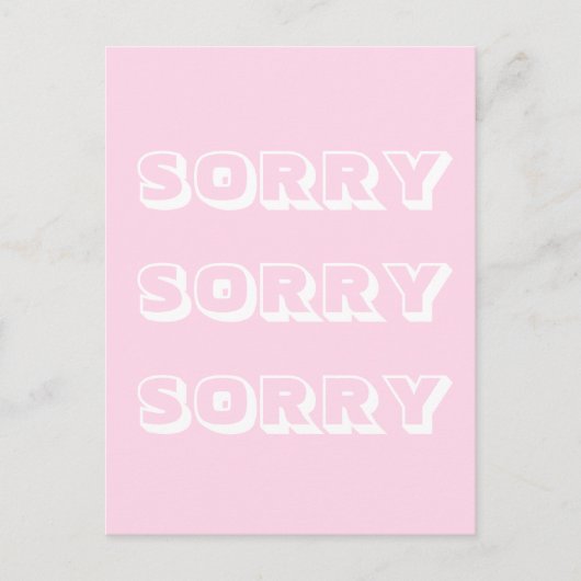 Sorry, lichtroze witte, moderne gedurfde excuses briefkaart (Voorkant)
