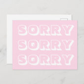 Sorry, lichtroze witte, moderne gedurfde excuses briefkaart (Voorkant / Achterkant)