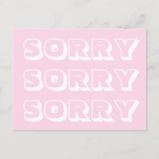 Sorry, lichtroze witte, moderne gedurfde excuses briefkaart (Voorkant)