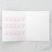 Sorry, lichtroze witte, moderne gedurfde excuses kaart (Binnen)