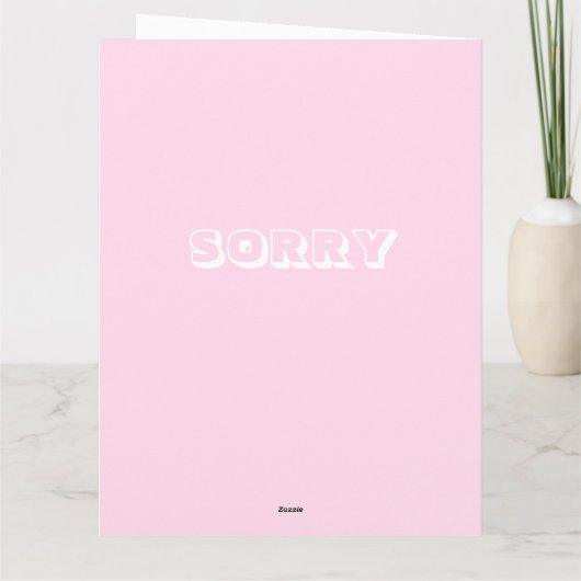 Sorry, lichtroze witte, moderne gedurfde excuses kaart (Achterkant)