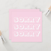 Sorry, lichtroze witte, moderne gedurfde excuses kaart (Voorkant / Achterkant in situ)