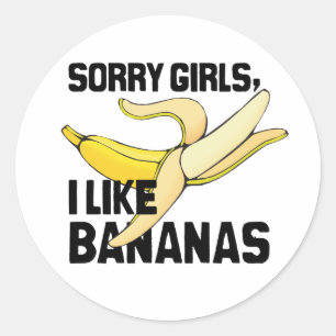 SORRY MEISJES IK HOU VAN BANANEN - PNG.PNG RONDE STICKER