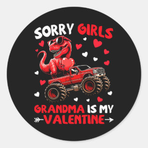 Sorry Meisjes Oma Is Mijn Valentijnsdag Dinosaurus Ronde Sticker