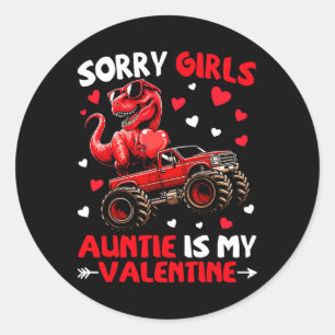 Sorry Meisjes Tante Is Mijn Valentijn Dinosaurus M Ronde Sticker