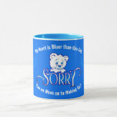 SORRY met Sad Face Beer op Blue APOLOGY Mok (Midden)