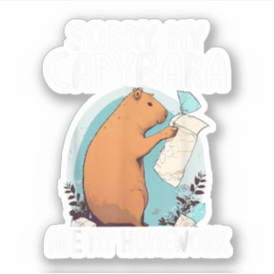 Sorry mijn capibara heeft mijn huiswerk opgegeten  sticker