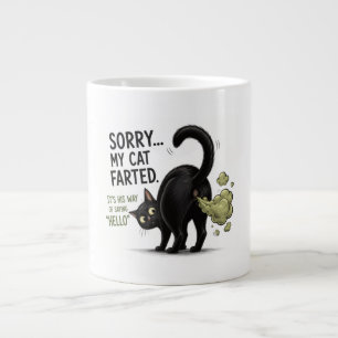 Sorry Mijn Kat Scheet Grappige Zwarte Kat Humor Grote Koffiekop