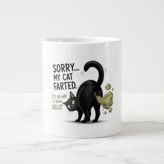 Sorry Mijn Kat Scheet Grappige Zwarte Kat Humor Grote Koffiekop