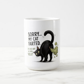 Sorry Mijn Kat Scheet Grappige Zwarte Kat Humor Koffiemok