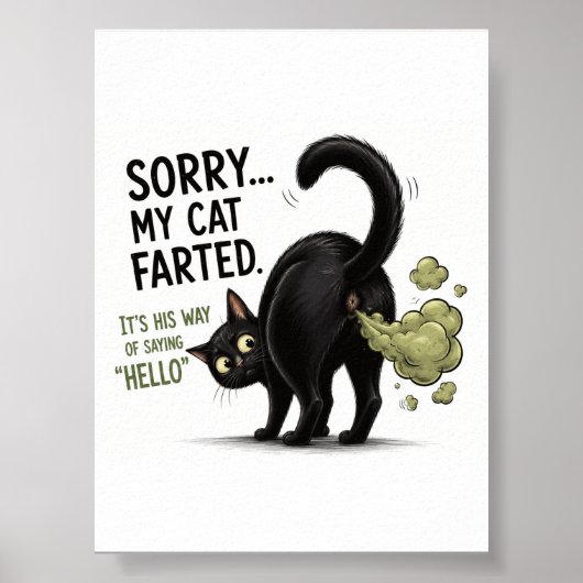 Sorry Mijn Kat Scheet Grappige Zwarte Kat Humor Poster (Voorkant)