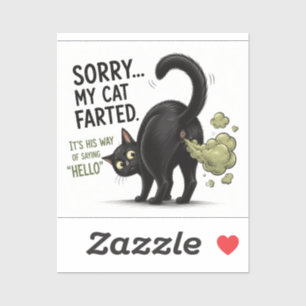 Sorry Mijn Kat Scheet Grappige Zwarte Kat Humor Sticker