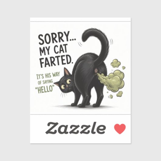 Sorry Mijn Kat Scheet Grappige Zwarte Kat Humor Sticker (Vel)