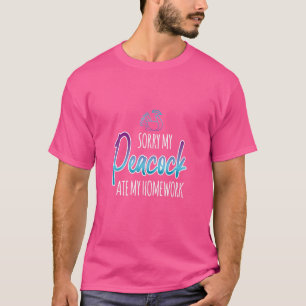 Sorry Mijn Pauw At Mijn Huiswerk Pauw Kleurig T-shirt