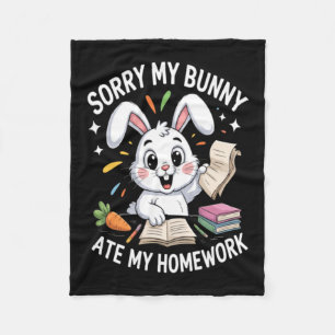 Sorry My Bunny Ate My Homework School Fleece Deken
