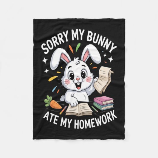 Sorry My Bunny Ate My Homework School Fleece Deken (Voorkant)