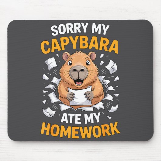Sorry My Capybara Ate My Homework Funny Rodent Muismat (Voorkant)
