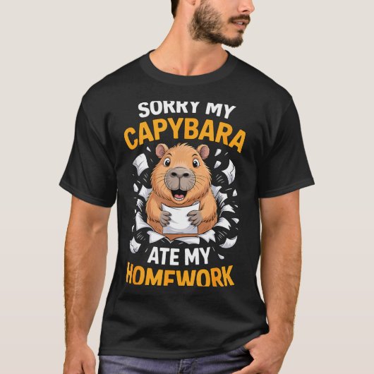 Sorry My Capybara Ate My Homework Funny Rodent  T-shirt (Voorkant)