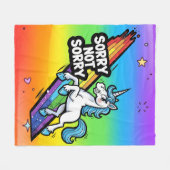 Sorry Not Sorry Eenhoorn Fleece Dekbed Deken (Voorkant (Horizontaal))