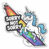 Sorry Not Sorry Eenhoorn Vinyl Sticker (Voorkant)