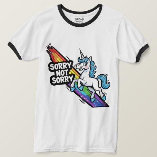 Sorry not Sorry Eenhoringbel T-shirt (Design voorkant)