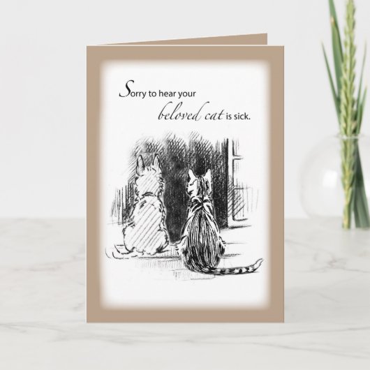 Sorry om te horen Kat is ziek, Kat & Hond kijken u Kaart (Voorkant)