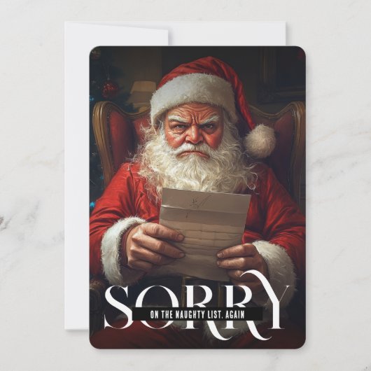 Sorry op de ondeugende lijst weer sarcastische ker feestdagenkaart (Voorkant)