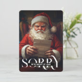 Sorry Op de Stoute Lijst Weer Sarcastic Kerstman Feestdagenkaart (Staand voorkant)