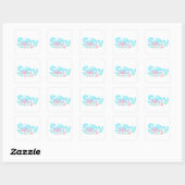 Sorry Pastel Ocean Glossy Text Vierkante Sticker (Vel)