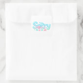 Sorry Pastel Ocean Glossy Text Vierkante Sticker (Tas)