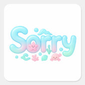 Sorry Pastel Ocean Glossy Text Vierkante Sticker (Voorkant)