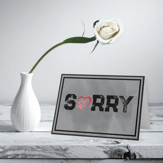 Sorry – Pet Sympathy with Heart Paw Print Kaart