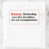 Sorry Rechthoekige Sticker (Tas)