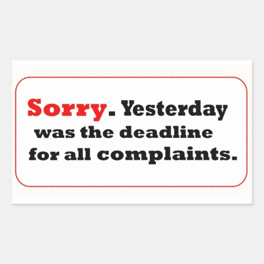 Sorry Rechthoekige Sticker (Voorkant)