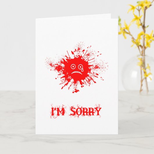 Sorry Red Sad Face Kaart (Gele Bloem)
