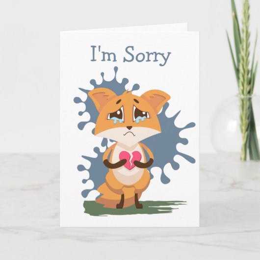Sorry Sad Fox met een gebroken hart Kaart (Voorkant)