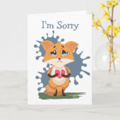 Sorry Sad Fox met een gebroken hart Kaart (Gele Bloem)