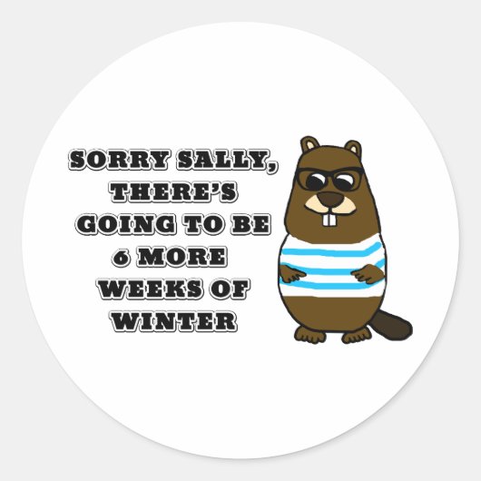 Sorry Sally, nog 6 weken winter Ronde Sticker (Voorkant)