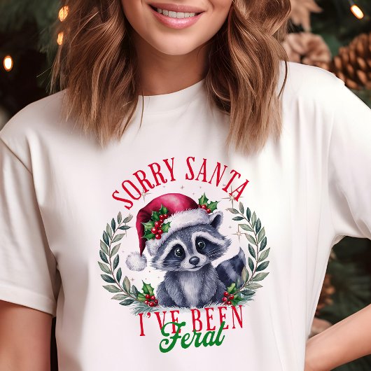 Sorry Santa Feral Raccoon Grappige Kerst Tri-Blend Shirt