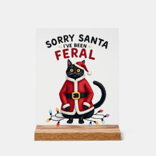 Sorry Santa, ik ben wild geweest Zwarte Kat Kerstm Acryl Bord