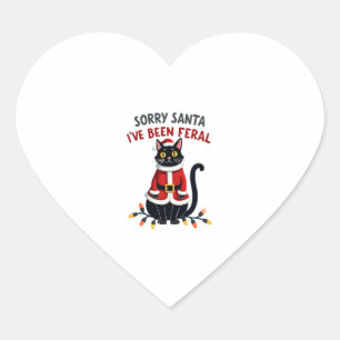 Sorry Santa, ik ben wild geweest Zwarte Kat Kerstm Hart Sticker