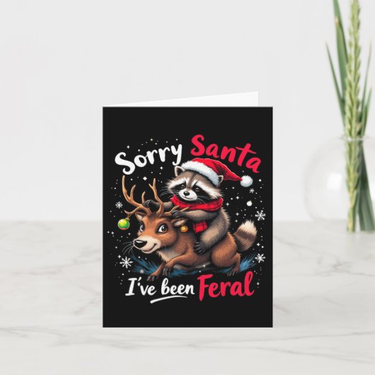 Sorry Santa ik ben wild wasbeer grappig kerstfeest Kaart (Voorkant)