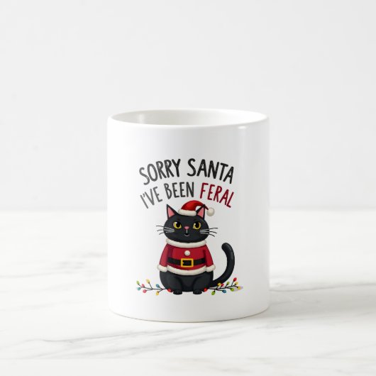 Sorry Santa I've Been Feral Black Cat Christmas Fu Koffiemok (Center)